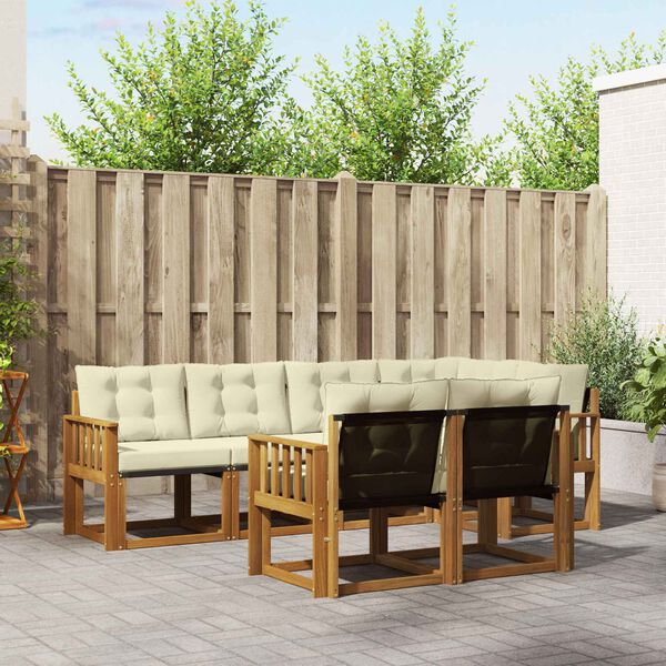 vidaXL Ensemble de canap&eacute;s d'ext&eacute;rieur 7 pcs Naturel et Cr&egrave;me