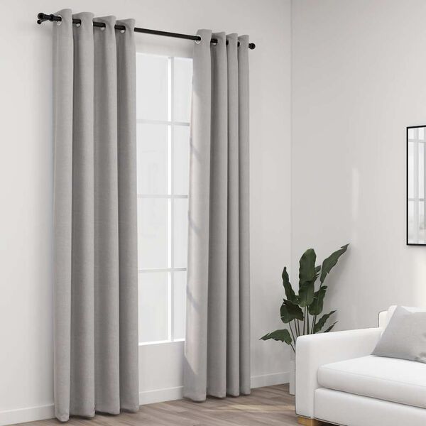 vidaXL Rideaux occultants Aspect lin avec &oelig;illets 2 pcs Gris 140x225cm