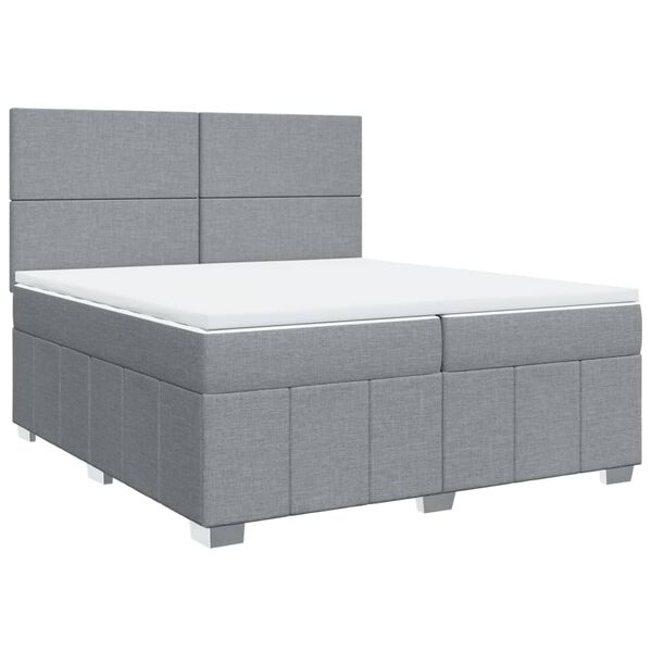 vidaXL Sommier &agrave; lattes de lit avec matelas Gris clair 200x200cm Tissu