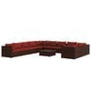 vidaXL Salon de jardin 12 pcs avec coussins R&eacute;sine tress&eacute;e Marron