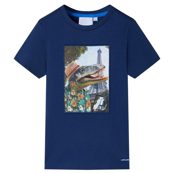 T-shirt pour enfants bleu fonc&eacute; 140