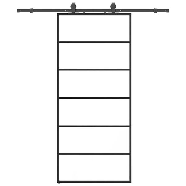 vidaXL Porte coulissante kit de quincaillerie noir 90x205 cm verre ESG