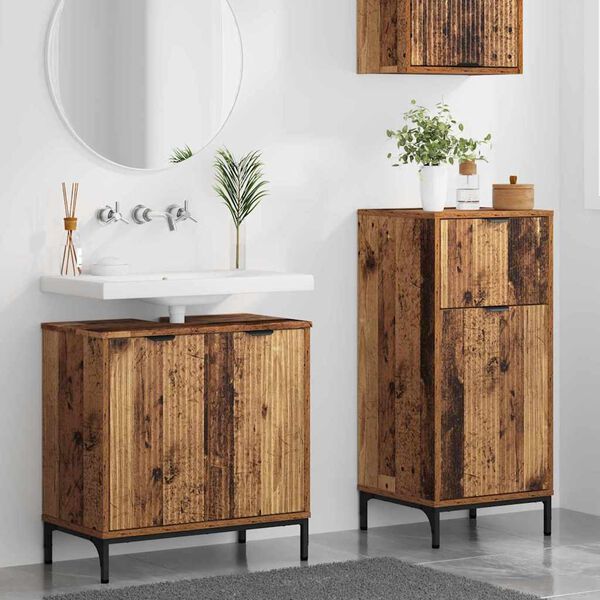vidaXL Ensemble de mobilier de salle de bain 2 pcs Bois Ancien