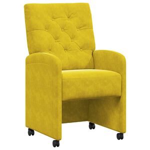 vidaXL Chaises de Salle &agrave; Manger avec Roues 2 pc Velours Jaune