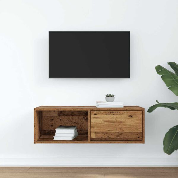 vidaXL Meuble TV vieux bois 80x31x25,5 cm bois d'ing&eacute;nierie