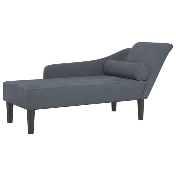 vidaXL Chaise longue avec coussins gris fonc&eacute; velours