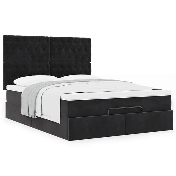 vidaXL Cadre de lit ottoman avec matelas noir 140x190 cm velours