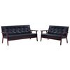 vidaXL Ensemble de canap&eacute;s 2 pcs Noir Similicuir