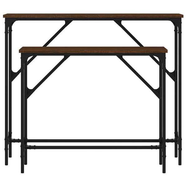 vidaXL Tables console 2 pcs ch&ecirc;ne marron bois d'ing&eacute;nierie