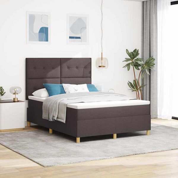 vidaXL Lit &agrave; ressorts avec matelas Marron fonc&eacute; 160 x 200 cm tissu