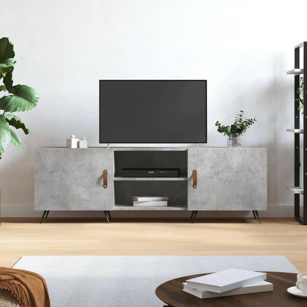 vidaXL Meuble TV gris b&eacute;ton 150x30x50 cm bois d'ing&eacute;nierie