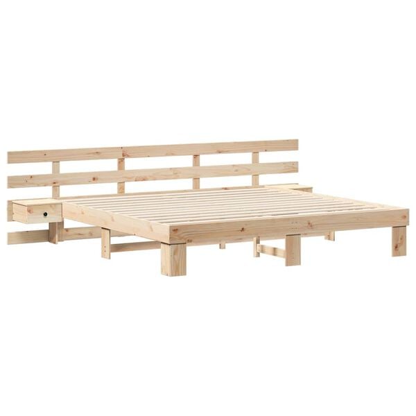 vidaXL Cadre de lit avec t&ecirc;te de lit Marron 200 x 200 cm Pin massif