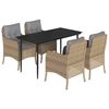 vidaXL Ensemble &agrave; manger de jardin avec coussins 5pcs Beige poly rotin