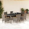 vidaXL Ensemble &agrave; manger de jardin et coussins 7 pcs gris rotin verre