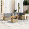 vidaXL Salon de jardin avec coussins 7 pcs beige r&eacute;sine tress&eacute;e