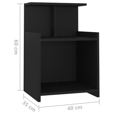 vidaXL Tables de chevet 2 pcs Noir 40x35x60 cm Aggloméré