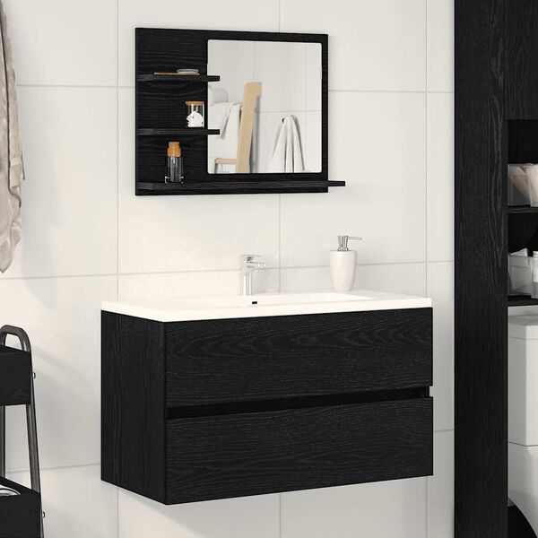 vidaXL Miroir de salle de bain chêne noir 60x10,5x45cm bois ingénierie