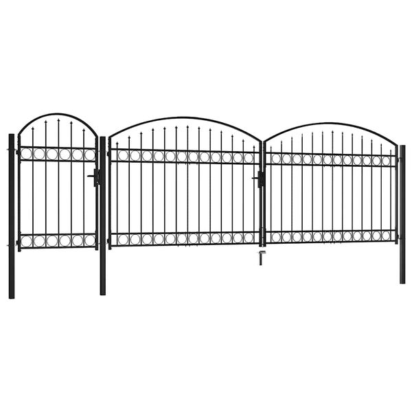 vidaXL Portail de jardin Assen avec arc en acier noir 1,5&nbsp;x&nbsp;5&nbsp;m
