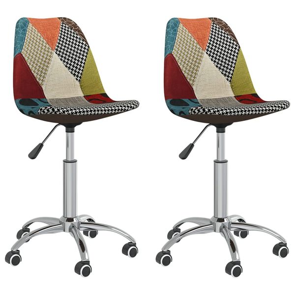 vidaXL Chaises pivotantes &agrave; manger lot de 2 Patchwork tissu