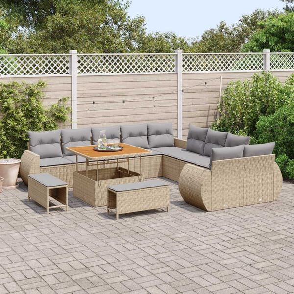 vidaXL Ensemble de canap&eacute; de jardin 13 pcs beige et gris clair