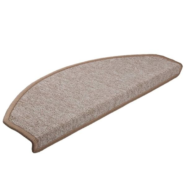 vidaXL Tapis d'escalier 15 pi&egrave;ces 65 x 24 x 4 cm Marron clair Demi-rond Grand