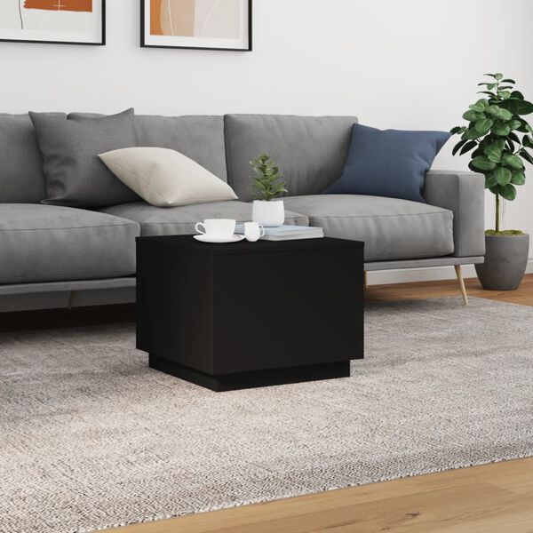 vidaXL Table basse avec lumières LED noir 50x50x40 cm