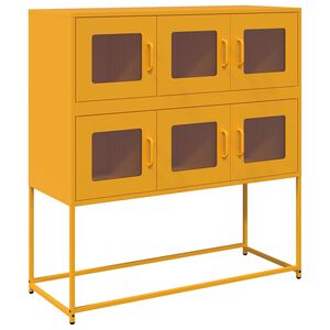 vidaXL Buffet jaune moutarde 100,5x39x107 cm acier lamin&eacute; &agrave; froid