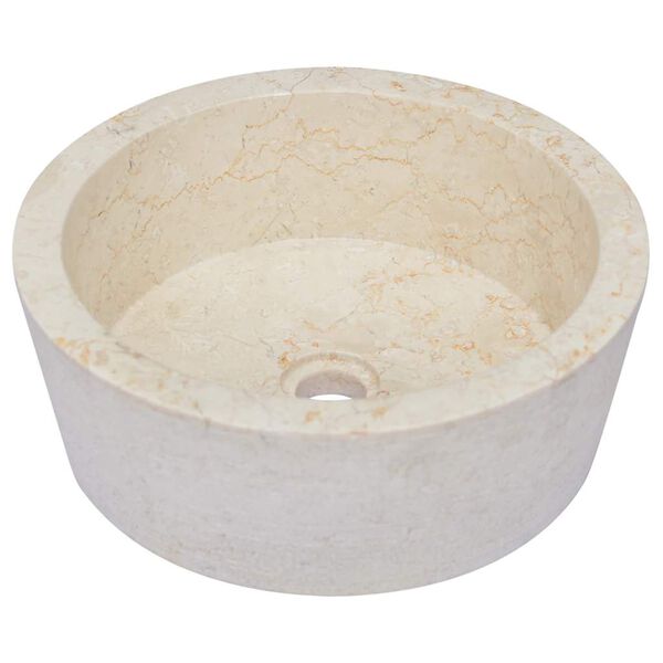 vidaXL Lavabo Cr&egrave;me &Oslash;40x15 cm Marbre