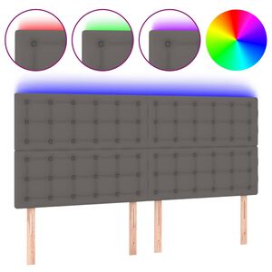 vidaXL T&ecirc;te de lit &agrave; LED Gris 180x5x118/128 cm Similicuir