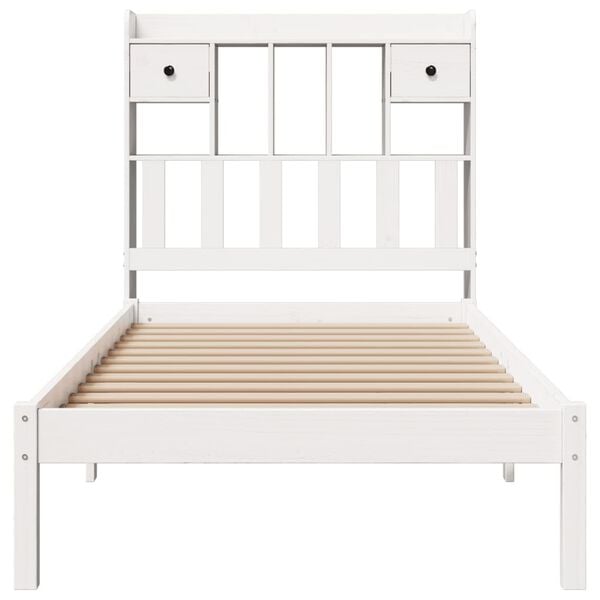 vidaXL Lit biblioth&egrave;que sans matelas blanc 75x190cm bois de pin massif