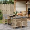vidaXL Ensemble &agrave; manger de jardin coussins 5 pcs m&eacute;lange beige rotin