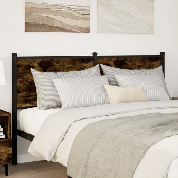 vidaXL T&ecirc;te de lit ch&ecirc;ne fum&eacute; 150 cm bois d'ing&eacute;nierie et acier