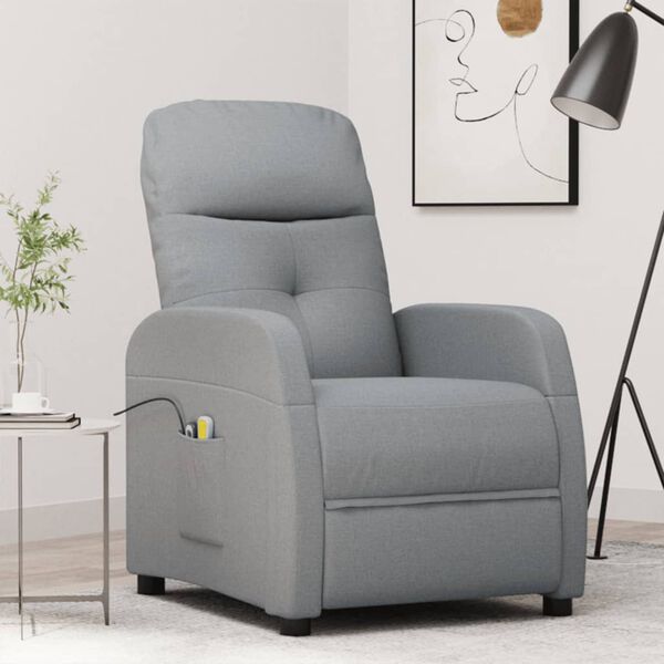 vidaXL Fauteuil &eacute;lectrique de massage Gris clair Tissu