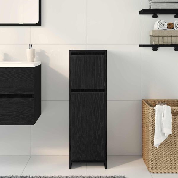 vidaXL Cabinet de salle de bain avec tiroir Ch&ecirc;ne noir 30 x 30 x 95 cm