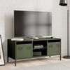 vidaXL Meuble TV vert olive 101,5x39x43,5 cm acier lamin&eacute; &agrave; froid