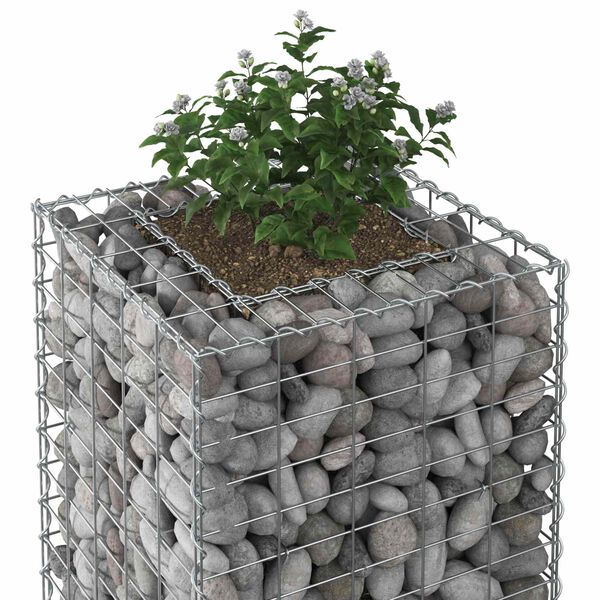 vidaXL Lit sur&eacute;lev&eacute; gabion Argent&eacute; 50 x 50 x 80 cm Acier galvanis&eacute;