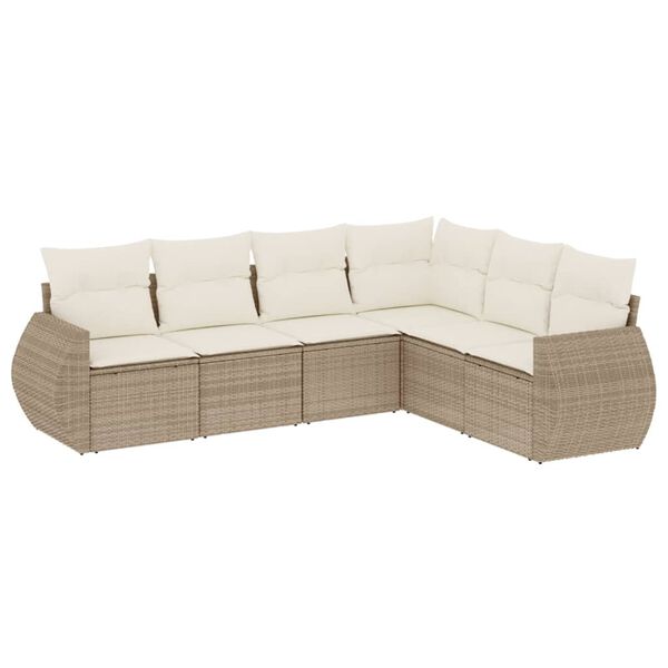 vidaXL Salon de jardin avec coussins 6 pcs beige résine tressée