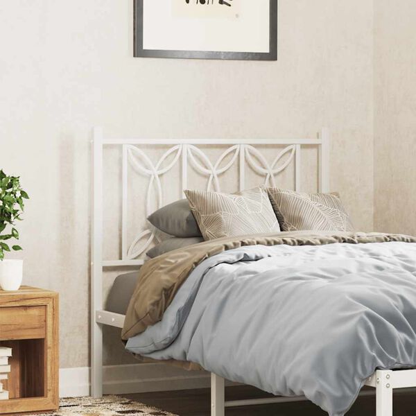vidaXL T&ecirc;te de lit de remplacement m&eacute;tal blanc 90 cm