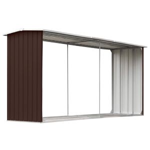 vidaXL Abri de stockage de bois Acier galvanis&eacute; 330x92x153 cm Marron