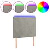 vidaXL T&ecirc;te de lit &agrave; LED Gris clair 90x5x118/128 cm Velours