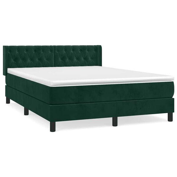 vidaXL Sommier &agrave; lattes de lit et matelas Vert fonc&eacute; 140x190cm Velours