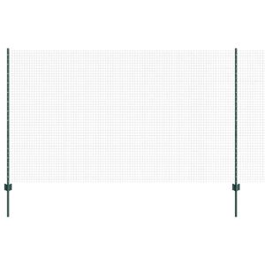 vidaXL Cl&ocirc;ture en fil soud&eacute; avec poteaux 10 x 1,4 m Vert Maille