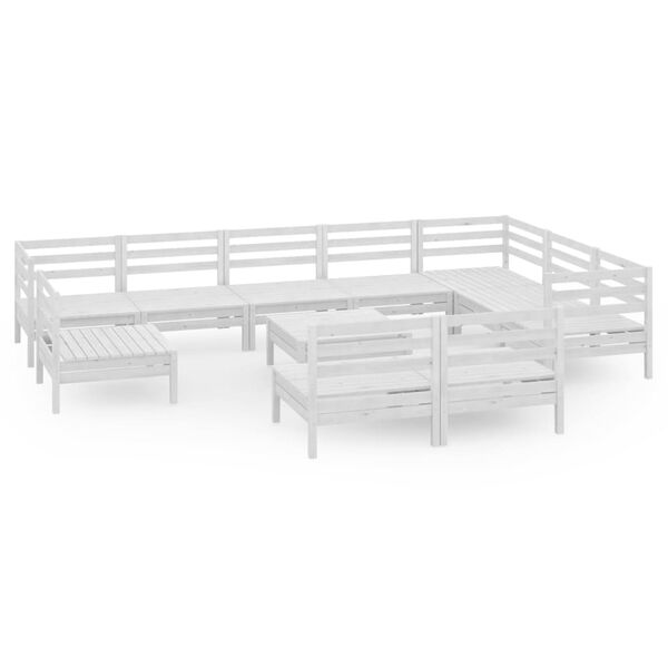 vidaXL Salon de jardin 11 pcs Bois de pin massif Blanc