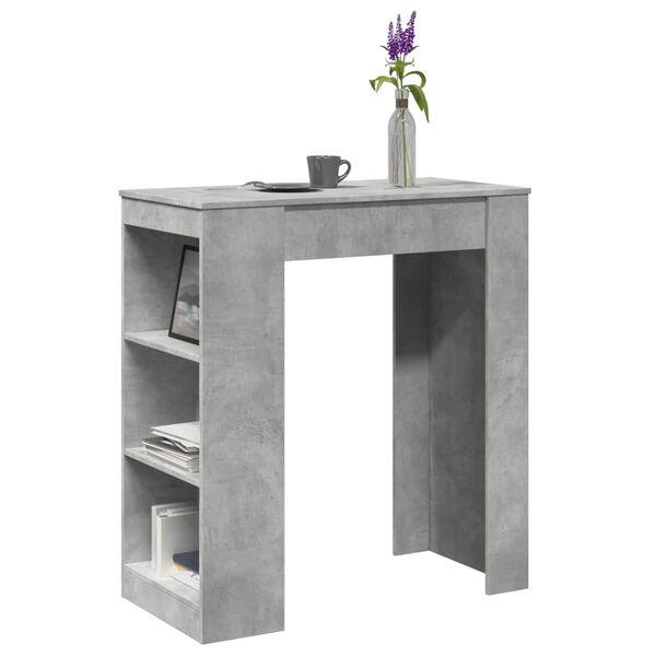 vidaXL Table de bar avec &eacute;tag&egrave;res gris b&eacute;ton bois d'ing&eacute;nierie