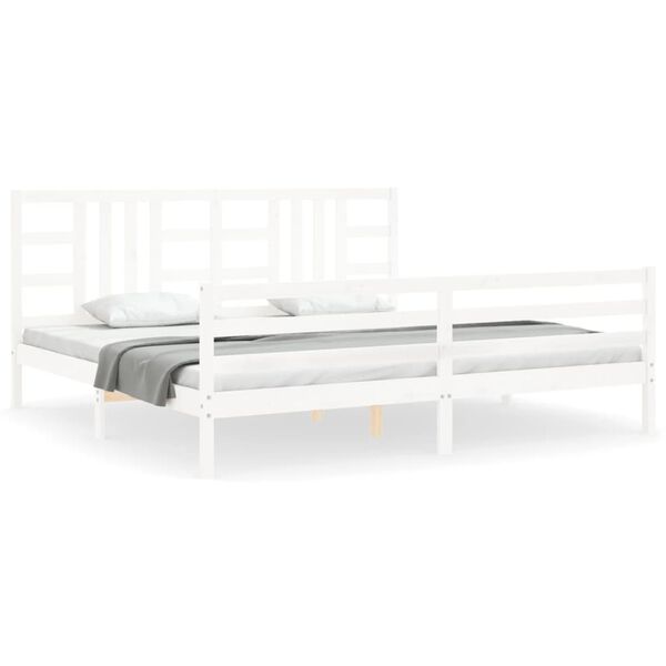 vidaXL Cadre de lit sans matelas blanc 200x200 cm bois massif