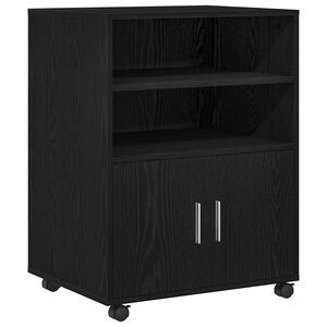 vidaXL Cabinet &agrave; Roulettes avec &eacute;tag&egrave;re Ch&ecirc;ne noir 60 x 48 x 81 cm