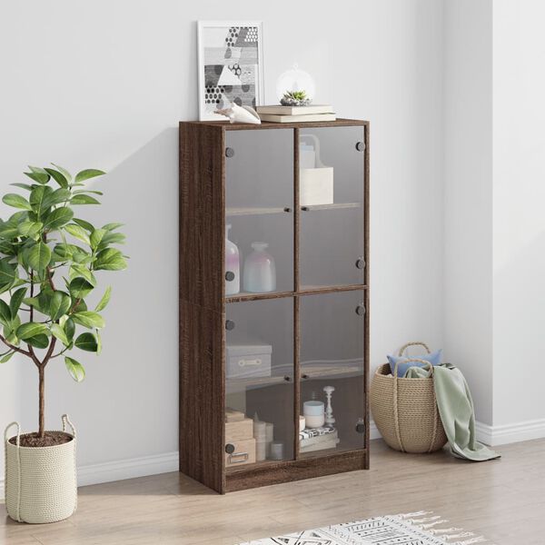 vidaXL Buffet haut avec portes ch&ecirc;ne marron bois d'ing&eacute;nierie