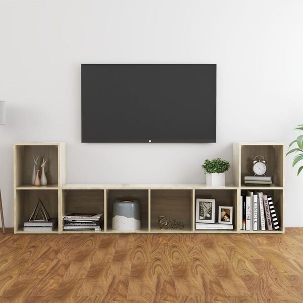 vidaXL Ensemble de meubles TV 3 pcs Chêne sonoma Bois d'ingénierie