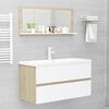 vidaXL Miroir de bain Blanc et chêne sonoma 90x10,5x37 cm Aggloméré