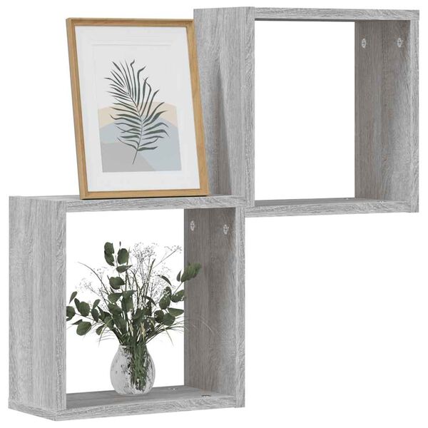 vidaXL Étagères cube murales 2 pcs sonoma gris 30x15x30 cm